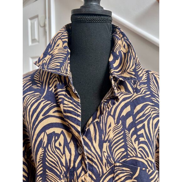 Banana Republic Linen Patterned LS Blouse - Size XL - Picture 3 of 7